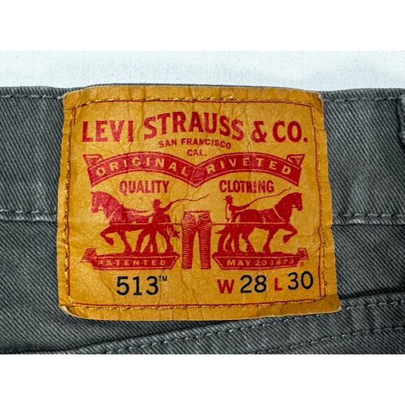 Levi's 513 Men's Slim Fit Straight Leg Gray Denim Jeans - Size 28x30 (29x29.5) - Picture 3 of 5